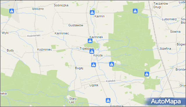 mapa Koryta gmina Raszków, Koryta gmina Raszków na mapie Targeo