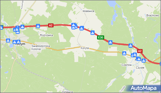 mapa Koryta gmina Torzym, Koryta gmina Torzym na mapie Targeo