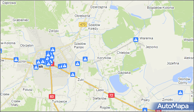 mapa Korytków gmina Turek, Korytków gmina Turek na mapie Targeo