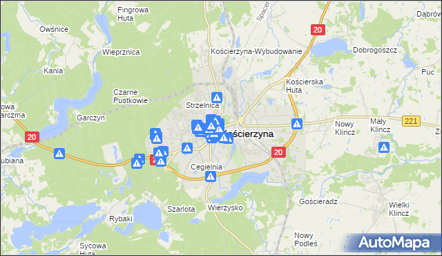 mapa Kościerzyna, Kościerzyna na mapie Targeo