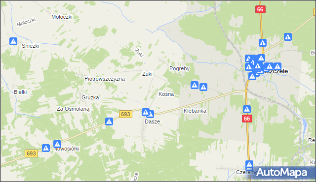 mapa Kośna, Kośna na mapie Targeo