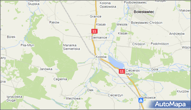 mapa Kostów, Kostów na mapie Targeo