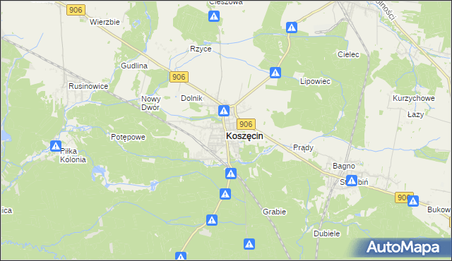 mapa Koszęcin powiat lubliniecki, Koszęcin powiat lubliniecki na mapie Targeo