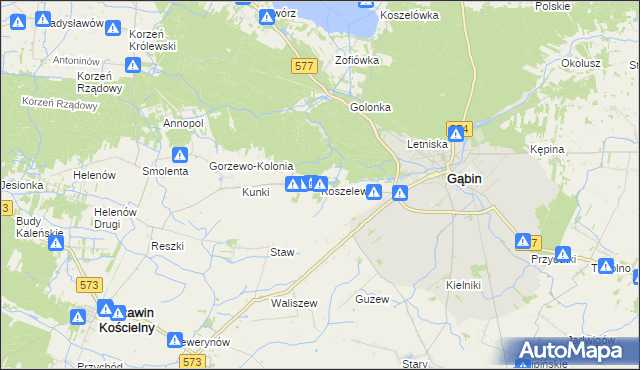 mapa Koszelew, Koszelew na mapie Targeo