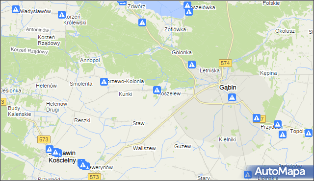 mapa Koszelew, Koszelew na mapie Targeo