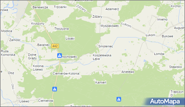 mapa Koszelewska Łąka, Koszelewska Łąka na mapie Targeo