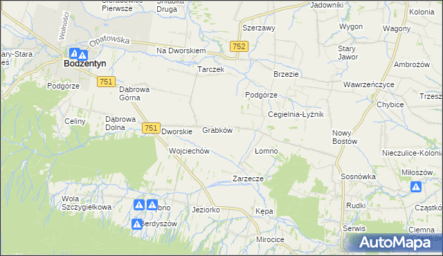 mapa Krajków gmina Pawłów, Krajków gmina Pawłów na mapie Targeo