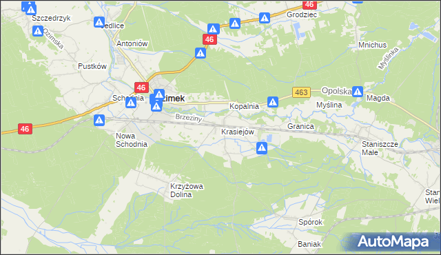 mapa Krasiejów, Krasiejów na mapie Targeo