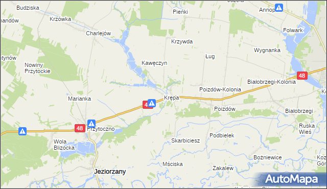 mapa Krępa gmina Jeziorzany, Krępa gmina Jeziorzany na mapie Targeo