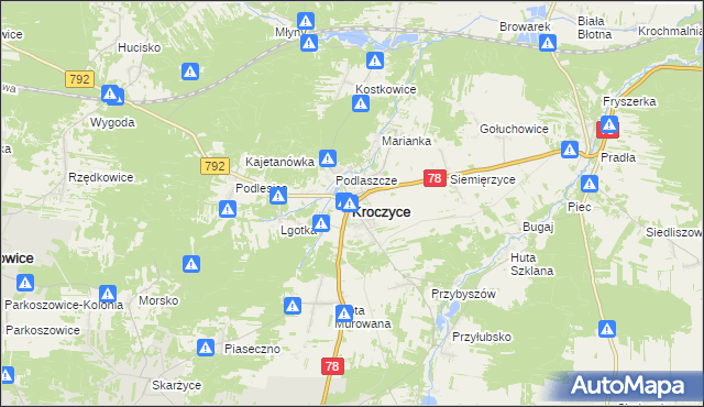 mapa Kroczyce, Kroczyce na mapie Targeo