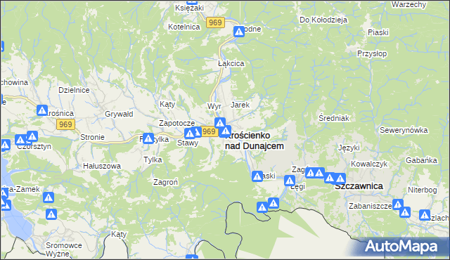 mapa Krościenko nad Dunajcem, Krościenko nad Dunajcem na mapie Targeo