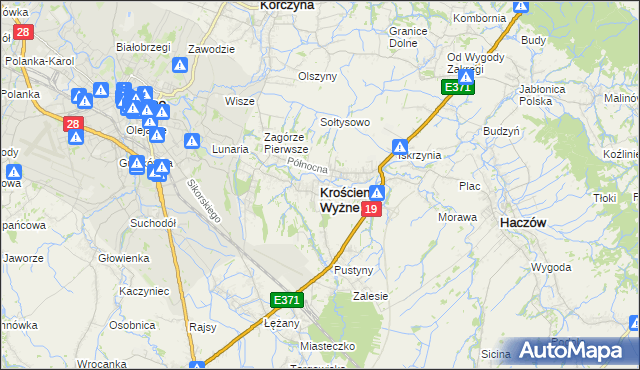 mapa Krościenko Wyżne, Krościenko Wyżne na mapie Targeo