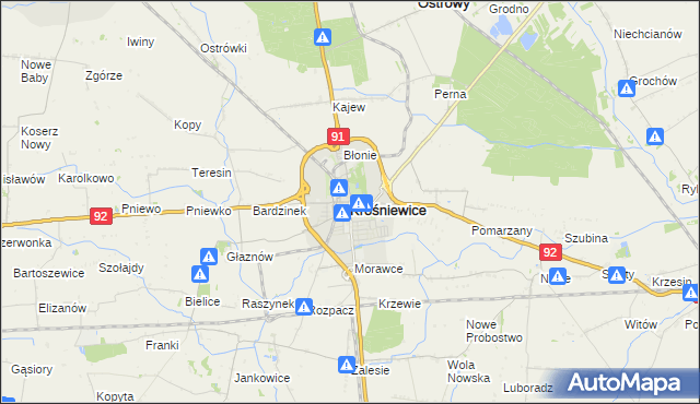 mapa Krośniewice, Krośniewice na mapie Targeo