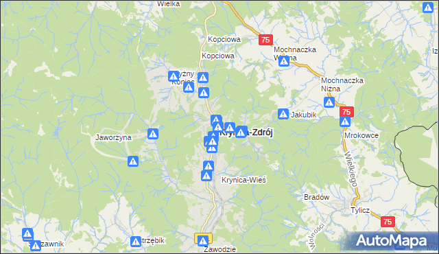 mapa Krynica-Zdrój, Krynica-Zdrój na mapie Targeo