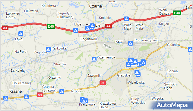 mapa Krzemienica gmina Czarna, Krzemienica gmina Czarna na mapie Targeo