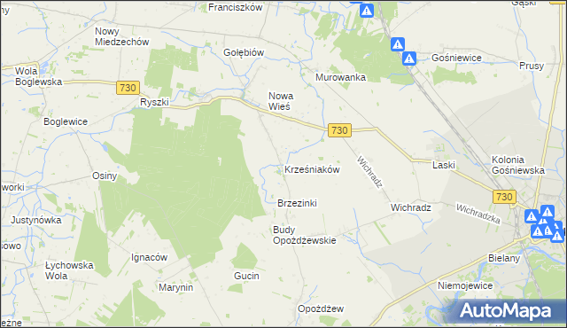 mapa Krześniaków, Krześniaków na mapie Targeo