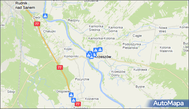 mapa Krzeszów powiat niżański, Krzeszów powiat niżański na mapie Targeo