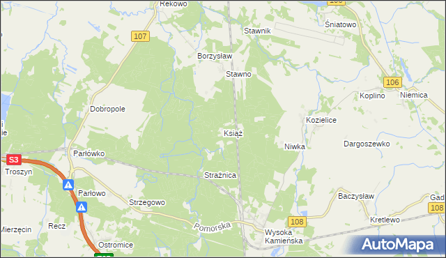 mapa Książ gmina Golczewo, Książ gmina Golczewo na mapie Targeo