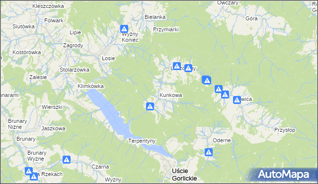 mapa Kunkowa, Kunkowa na mapie Targeo