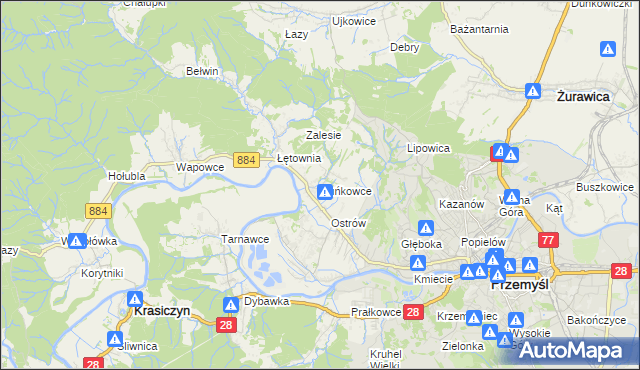 mapa Kuńkowce, Kuńkowce na mapie Targeo