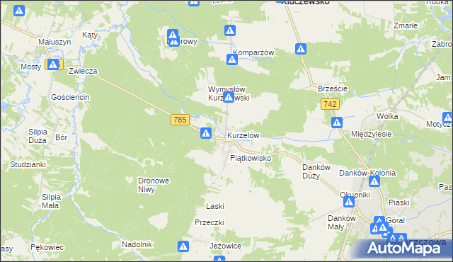 mapa Kurzelów, Kurzelów na mapie Targeo