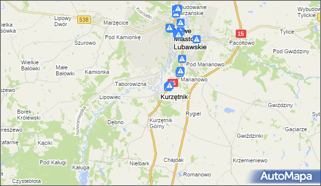 mapa Kurzętnik, Kurzętnik na mapie Targeo