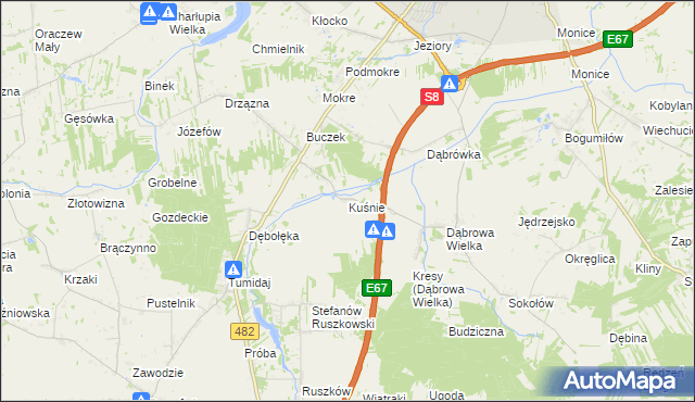 mapa Kuśnie, Kuśnie na mapie Targeo