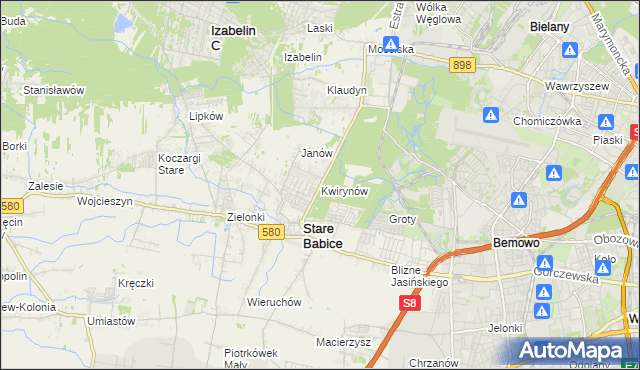 mapa Kwirynów gmina Stare Babice, Kwirynów gmina Stare Babice na mapie Targeo