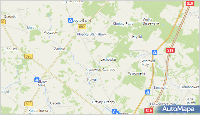 mapa Lachówka gmina Siemiatycze, Lachówka gmina Siemiatycze na mapie Targeo