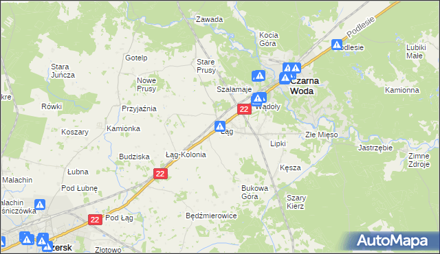 mapa Łąg, Łąg na mapie Targeo