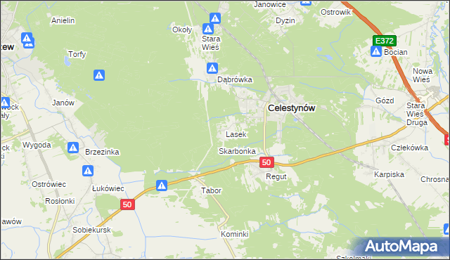 mapa Lasek gmina Celestynów, Lasek gmina Celestynów na mapie Targeo