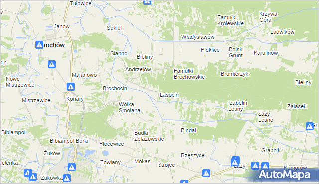 mapa Lasocin gmina Brochów, Lasocin gmina Brochów na mapie Targeo