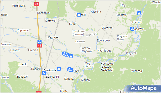 mapa Łaszew Rządowy, Łaszew Rządowy na mapie Targeo