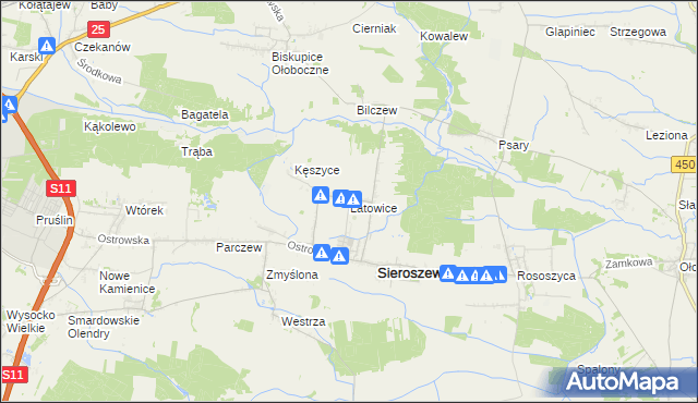mapa Latowice, Latowice na mapie Targeo