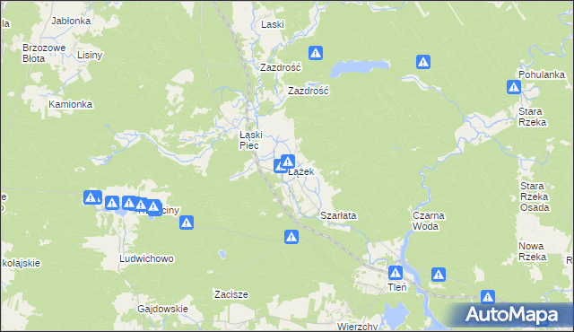 mapa Łążek gmina Osie, Łążek gmina Osie na mapie Targeo