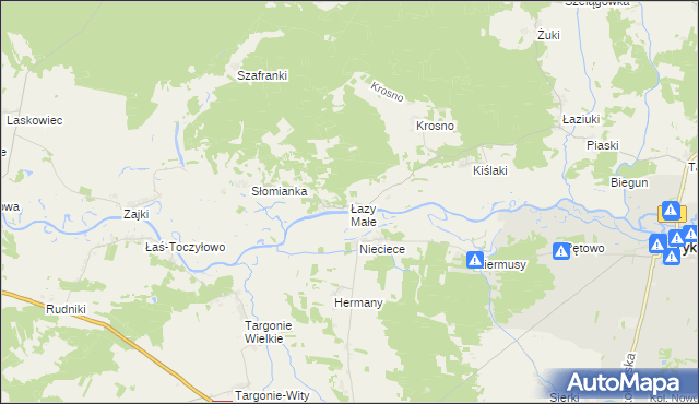 mapa Łazy Małe, Łazy Małe na mapie Targeo