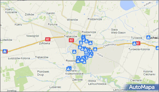 mapa Łęczna, Łęczna na mapie Targeo