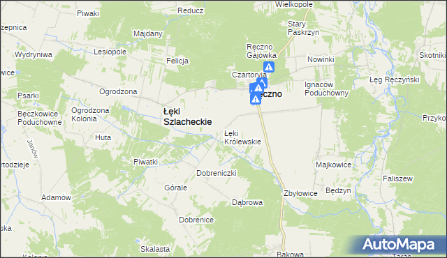 mapa Łęki Królewskie, Łęki Królewskie na mapie Targeo