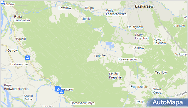 mapa Leonów gmina Maciejowice, Leonów gmina Maciejowice na mapie Targeo