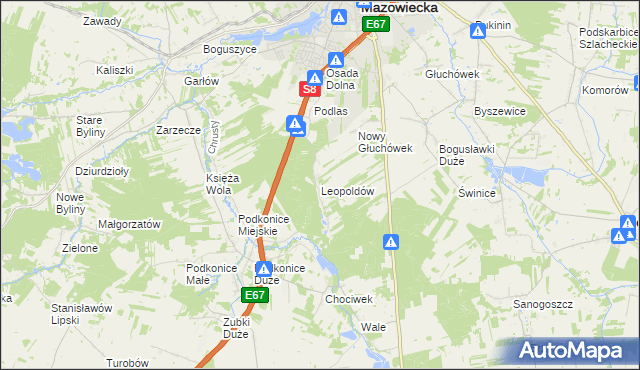 mapa Leopoldów gmina Rawa Mazowiecka, Leopoldów gmina Rawa Mazowiecka na mapie Targeo