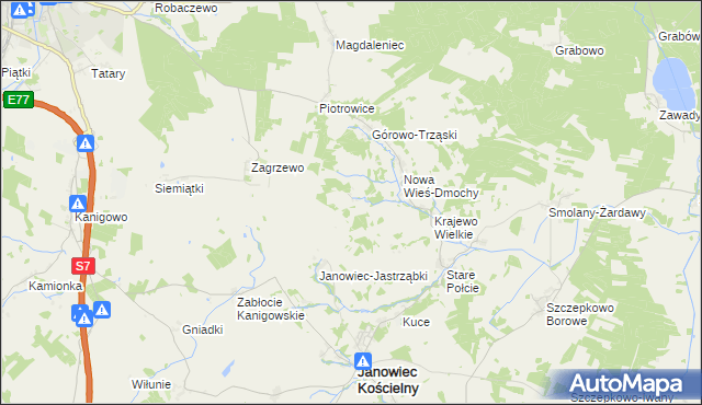 mapa Leśniewo Wielkie, Leśniewo Wielkie na mapie Targeo