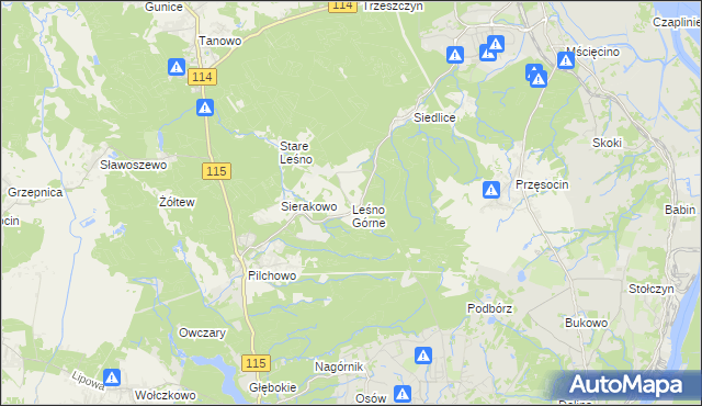 mapa Leśno Górne, Leśno Górne na mapie Targeo