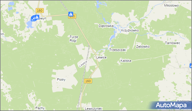 mapa Lewice gmina Międzychód, Lewice gmina Międzychód na mapie Targeo