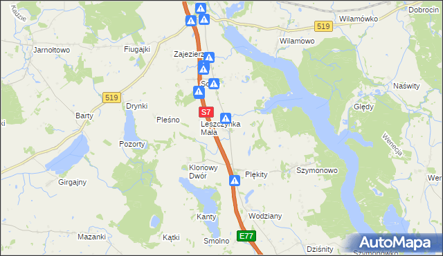 mapa Linki gmina Małdyty, Linki gmina Małdyty na mapie Targeo