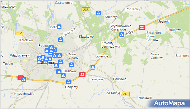 mapa Lipienice gmina Chojnice, Lipienice gmina Chojnice na mapie Targeo
