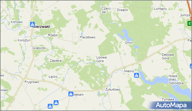 mapa Lipowa Góra gmina Grunwald, Lipowa Góra gmina Grunwald na mapie Targeo