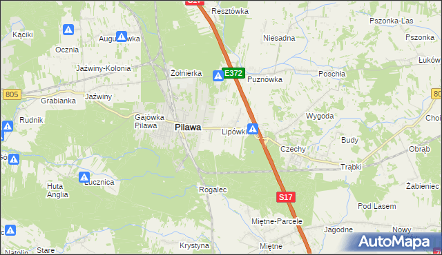 mapa Lipówki gmina Pilawa, Lipówki gmina Pilawa na mapie Targeo