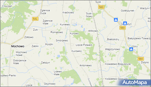 mapa Lisice-Folwark, Lisice-Folwark na mapie Targeo