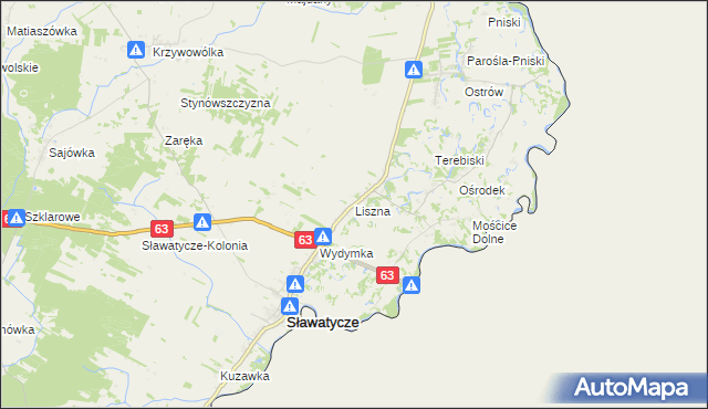 mapa Liszna gmina Sławatycze, Liszna gmina Sławatycze na mapie Targeo