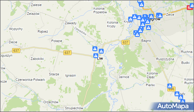 mapa Liw, Liw na mapie Targeo